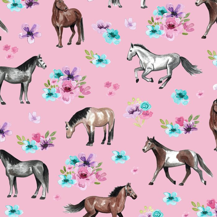 Horses & Flowers, Pink Pattern, Horse Illustration, Little Girls Room, Watercolor Coffee Mug Gallery Image 2