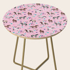 Horses & Flowers, Pink Pattern, Horse Illustration, Little Girls Room, Watercolor Side Table Gallery Image 2