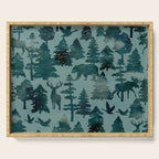 The Wild North, Wildlife, Blue Silhouette Forest and Animal Print Serving Tray Gallery Image 1