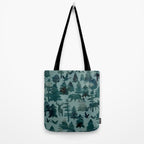 The Wild North, Wildlife, Blue Silhouette Forest and Animal Print Tote Bag Gallery Image 2