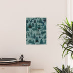 The Wild North, Wildlife, Blue Silhouette Forest and Animal Print Poster Gallery Image 2