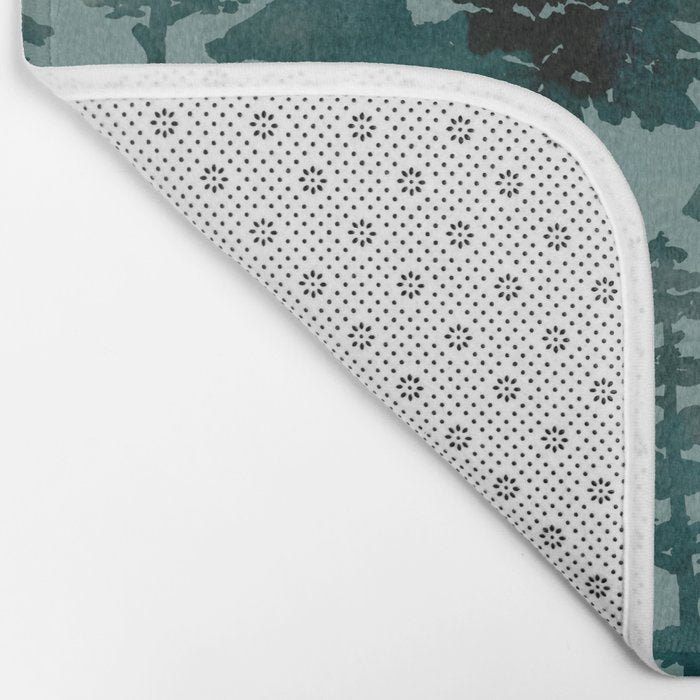 The Wild North, Wildlife, Blue Silhouette Forest and Animal Print Bath Mat Gallery Image 2