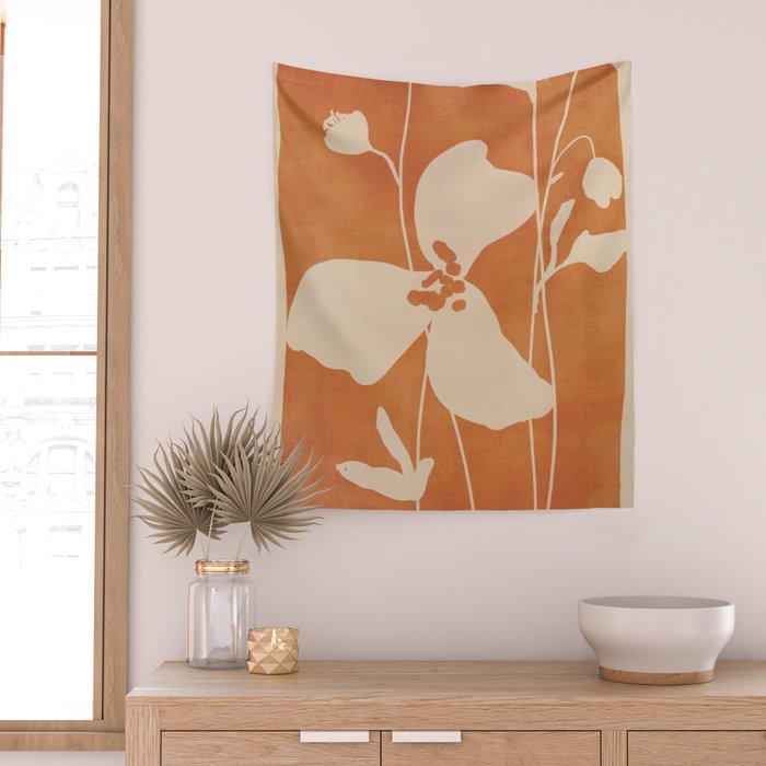 Abstract Minimal Flowers 4 Wall Tapestry Gallery Image 2