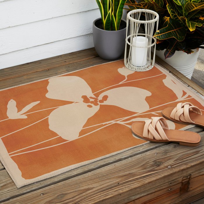 Abstract Minimal Flowers 4 Outdoor Rug Gallery Image 2