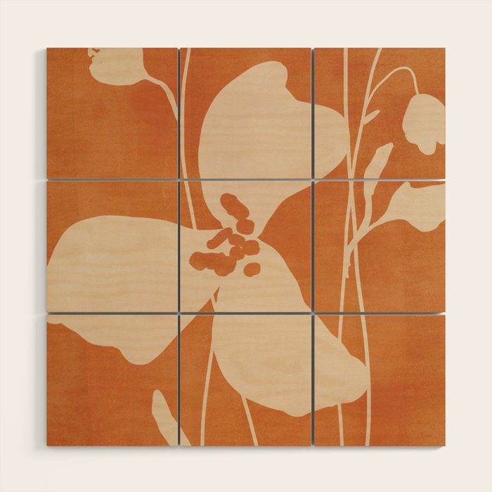 Abstract Minimal Flowers 4 Wood Wall Art Gallery Image 1