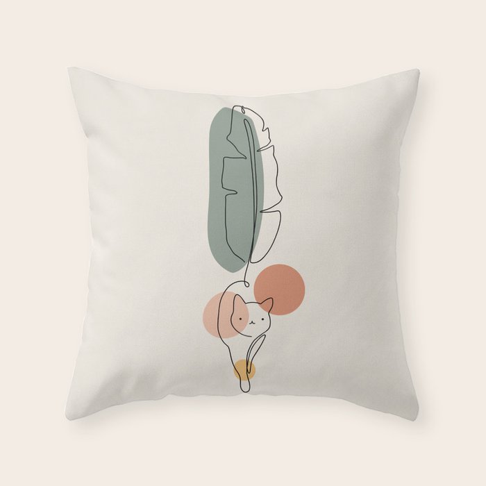 Cat and Plant 35 Throw Pillow Gallery Image 6