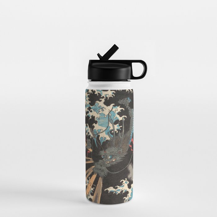 Japanese Dragon Woodblock Art Utagawa Yoshikazu Water Bottle Gallery Image 1