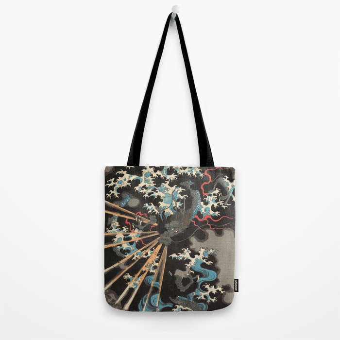 Japanese Dragon Woodblock Art Utagawa Yoshikazu Tote Bag Gallery Image 2