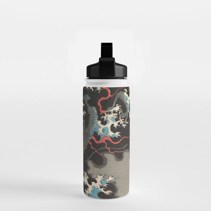 Japanese Dragon Woodblock Art Utagawa Yoshikazu Water Bottle Gallery Image 2