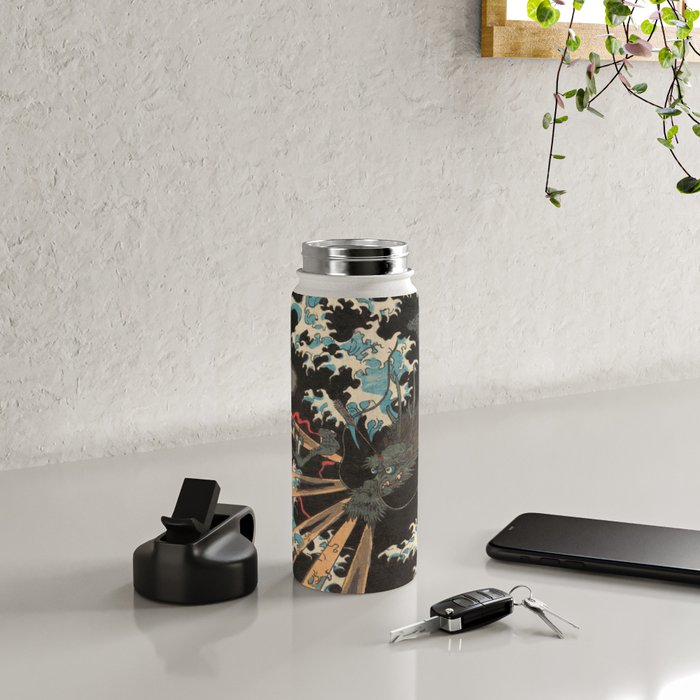 Japanese Dragon Woodblock Art Utagawa Yoshikazu Water Bottle Gallery Image 4