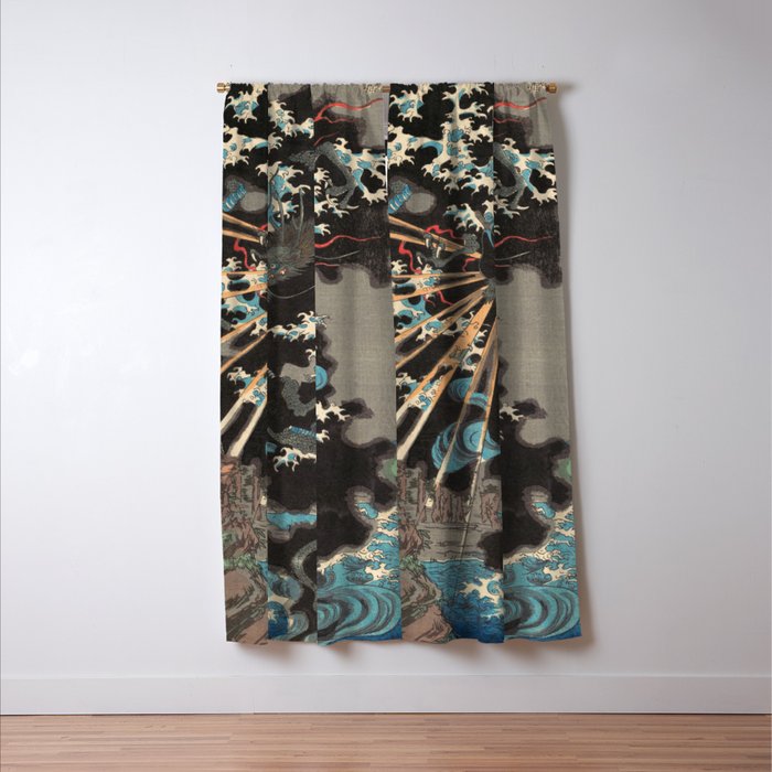 Japanese Dragon Woodblock Art Utagawa Yoshikazu Window Curtain Gallery Image 3