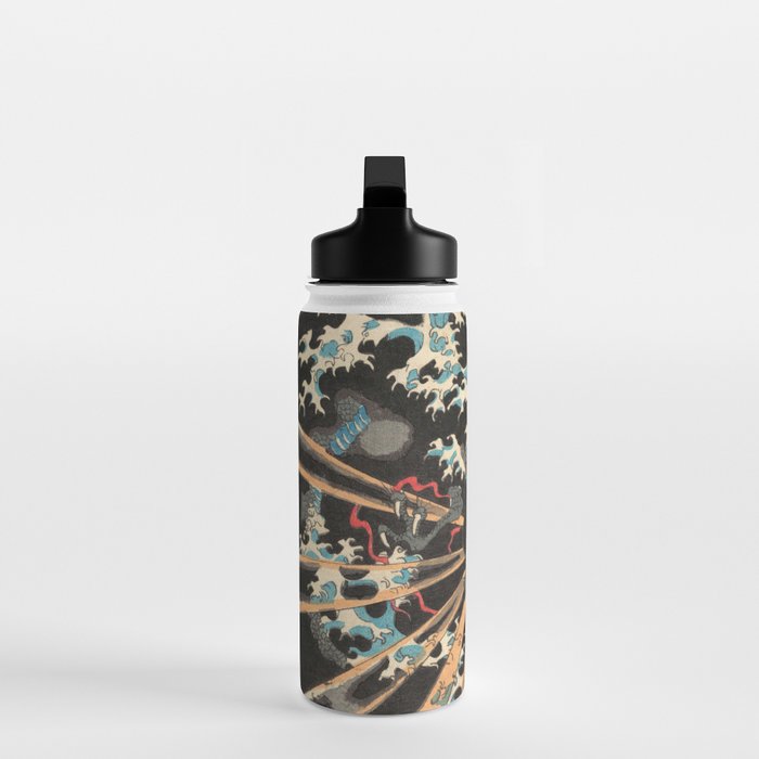 Japanese Dragon Woodblock Art Utagawa Yoshikazu Water Bottle Gallery Image 3