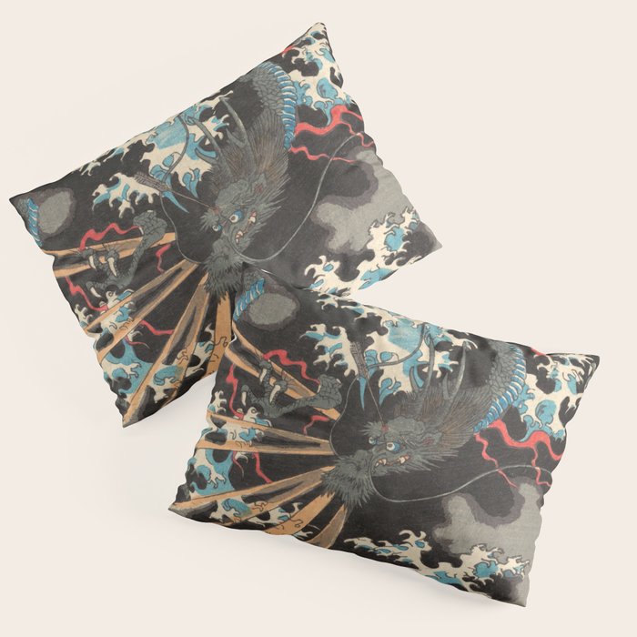 Japanese Dragon Woodblock Art Utagawa Yoshikazu Pillow Sham Gallery Image 3