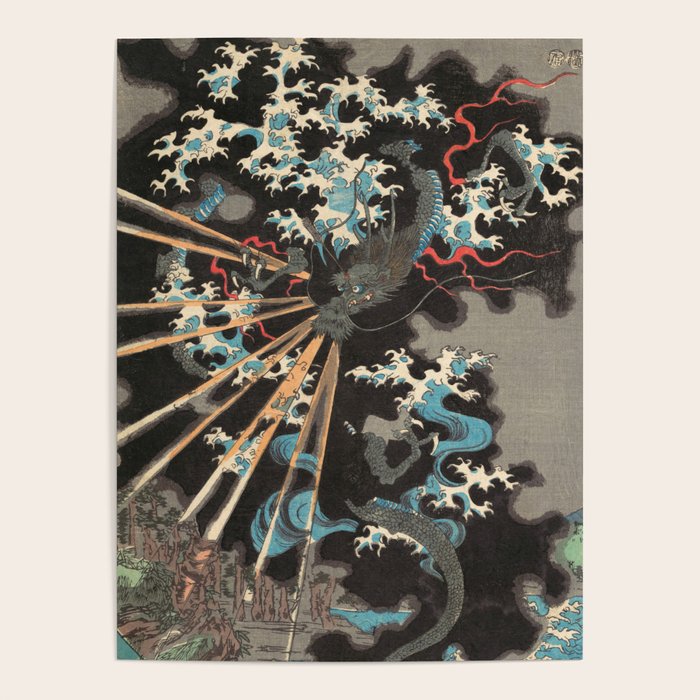 Japanese Dragon Woodblock Art Utagawa Yoshikazu Poster Gallery Image 4