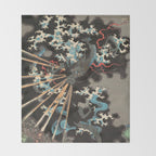 Japanese Dragon Woodblock Art Utagawa Yoshikazu Throw Blanket Gallery Image 2