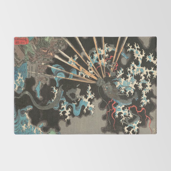 Japanese Dragon Woodblock Art Utagawa Yoshikazu Rug Gallery Image 2