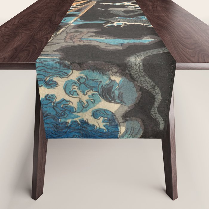 Japanese Dragon Woodblock Art Utagawa Yoshikazu Table Runner Gallery Image 1
