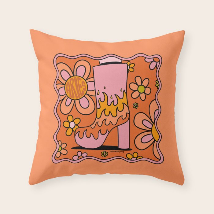 Aries Groovy Boot Throw Pillow Gallery Image 1