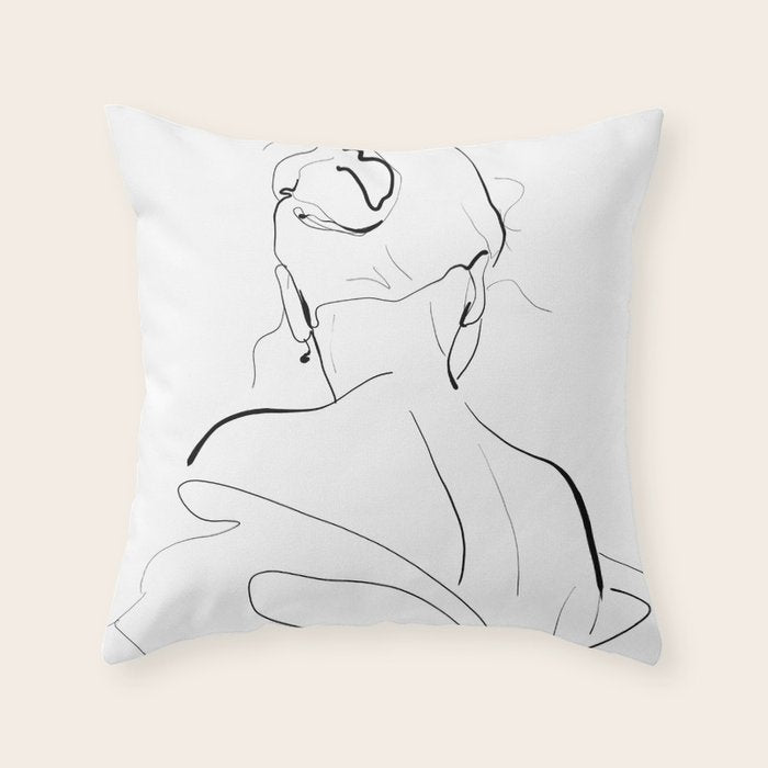 Woman-line art Throw Pillow Gallery Image 1