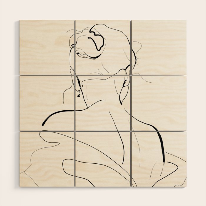 Woman-line art Wood Wall Art Gallery Image 1
