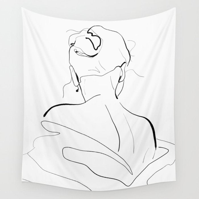 Woman-line art Wall Tapestry Gallery Image 1