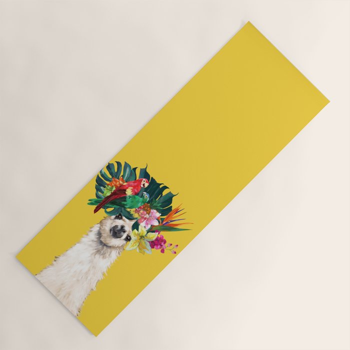 Aloha Hawaiian Llama in Yellow Yoga Mat Gallery Image 1