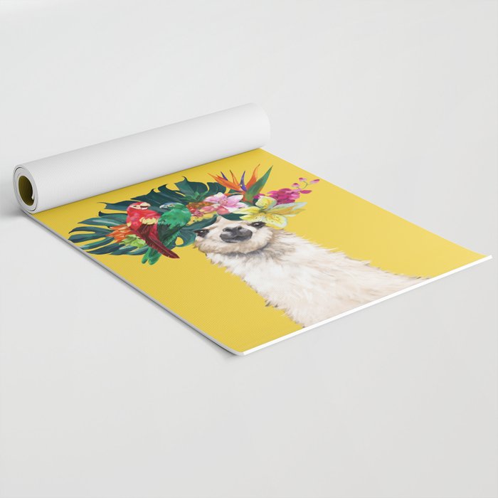 Aloha Hawaiian Llama in Yellow Yoga Mat Gallery Image 2
