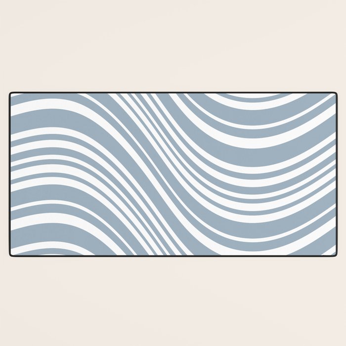 Wavy Stripes XXXVI - Natural Blue  Desk Mat Gallery Image 3