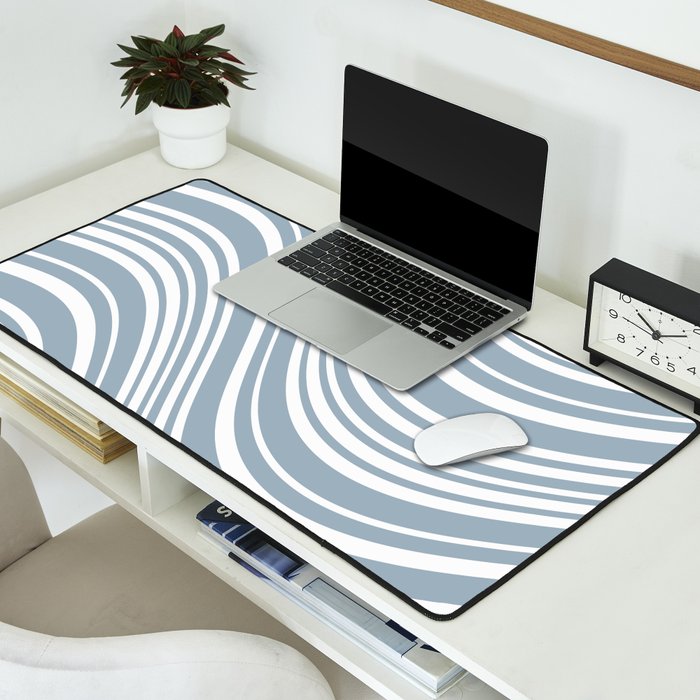 Wavy Stripes XXXVI - Natural Blue  Desk Mat Gallery Image 2