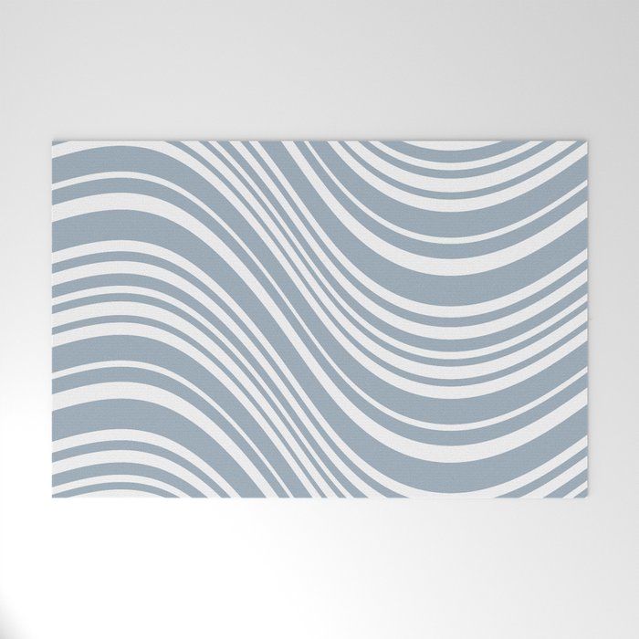 Wavy Stripes XXXVI - Natural Blue  Welcome Mat Gallery Image 1