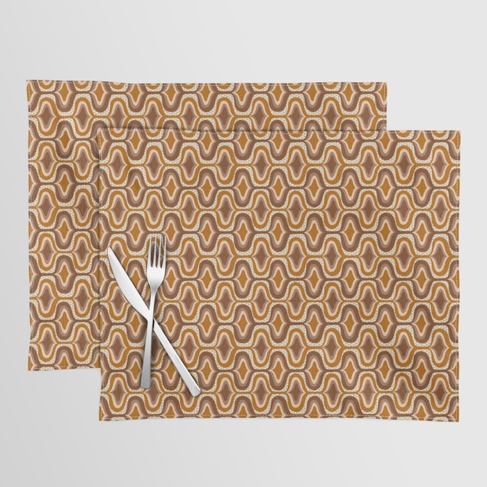 70s mod fabric repeat, orange and browns Placemat Gallery Image 1