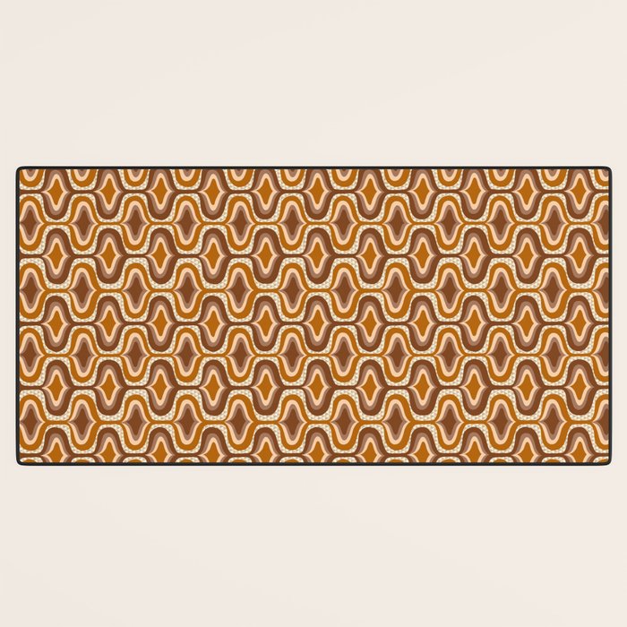 70s mod fabric repeat, orange and browns Desk Mat Gallery Image 3