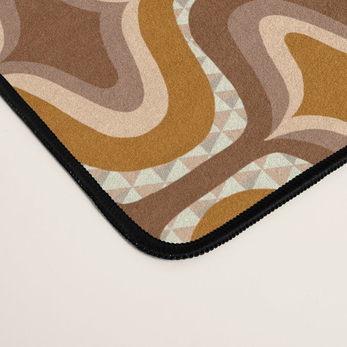 70s mod fabric repeat, orange and browns Desk Mat Gallery Image 4