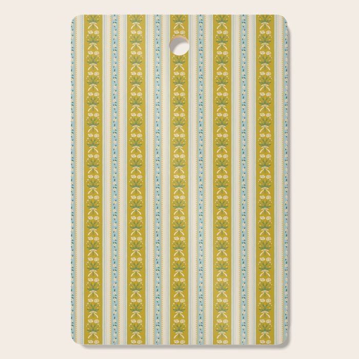 Vintage rose flower bouquet stripe art pattern Cutting Board Gallery Image 1