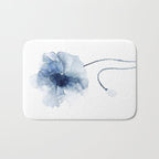 Blue Watercolor Poppies #2 Bath Mat Gallery Image 1