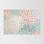 Modern Flowers Print, Coral, Pink and Teal Rug Gallery Image 2