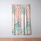 Modern Flowers Print, Coral, Pink and Teal Window Curtain Gallery Image 3
