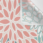 Modern Flowers Print, Coral, Pink and Teal Wall Tapestry Gallery Image 3