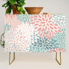 Modern Flowers Print, Coral, Pink and Teal Credenza Gallery Image 1