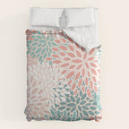 Modern Flowers Print, Coral, Pink and Teal Comforter Gallery Image 6