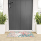 Modern Flowers Print, Coral, Pink and Teal Welcome Mat Gallery Image 3