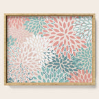 Modern Flowers Print, Coral, Pink and Teal Serving Tray Gallery Image 1