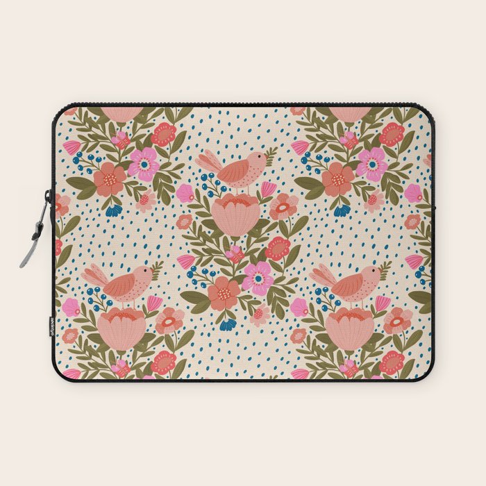 Folk Floral Bird  Laptop Sleeve Gallery Image 1