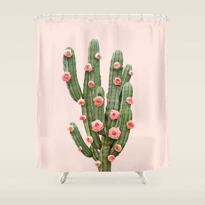 CACTUS AND ROSES Shower Curtain Gallery Image 1