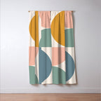 Bauhaus Mid Century Modern Geometric II Natural Pastel Window Curtain Gallery Image 3