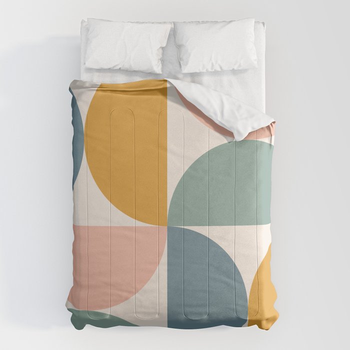 Bauhaus Mid Century Modern Geometric II Natural Pastel Comforter Gallery Image 6