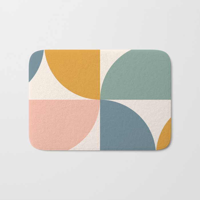 Bauhaus Mid Century Modern Geometric II Natural Pastel Bath Mat Gallery Image 1