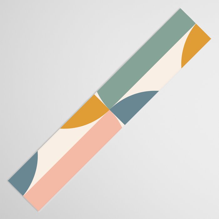 Bauhaus Mid Century Modern Geometric II Natural Pastel Table Runner Gallery Image 3