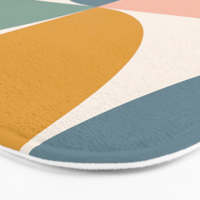 Bauhaus Mid Century Modern Geometric II Natural Pastel Bath Mat Gallery Image 3
