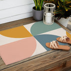 Bauhaus Mid Century Modern Geometric II Natural Pastel Outdoor Rug Gallery Image 2